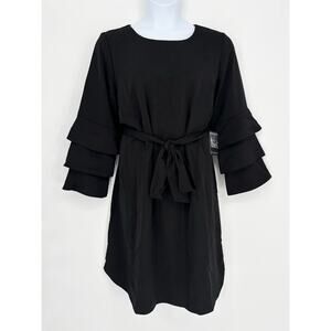Eloquii NWT Black Tiered Ruffle Sleeve Tie Waist Dress Size 18